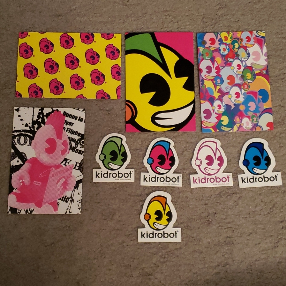 Kidrobot Mascot Head Promo Cards & Stickers NWOT